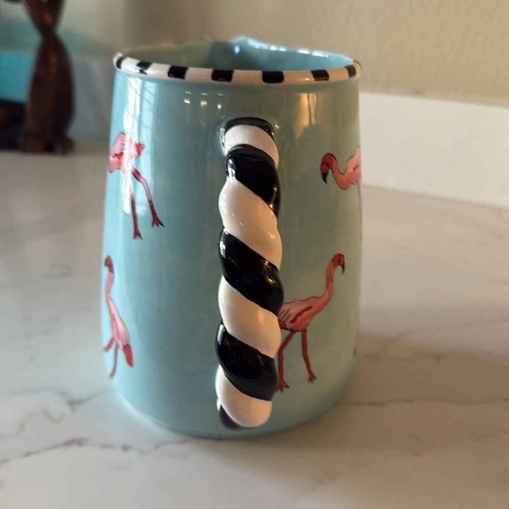 Vintage (2002) Patricia DuPont Handpainted Decorative Pitcher Flamingo - Picture 4 of 8